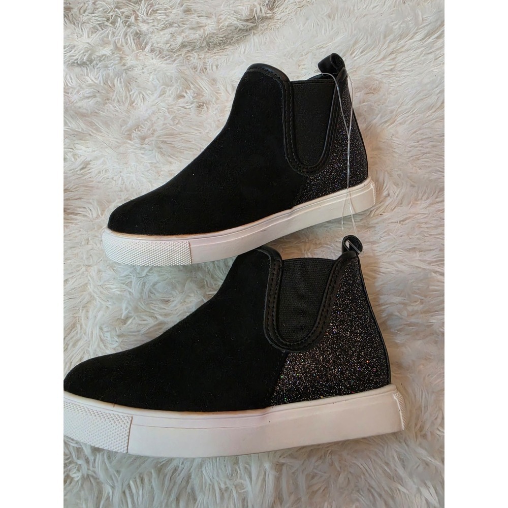 NWT Good Days Only Kids Chelsea Sneaker Boots - Black Suede & Glitter - Size 11